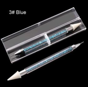 Dual-ended Nail Dotting Pen Diamond Painting Pen Crystal Beads Handle Rhinestone Studs Picker Wax Pencil Manicure (Color: Blue)