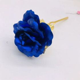 24K Luminous Color Gold Rose Flower Set (Option: Blue nude flower)