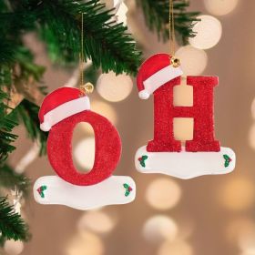 A-Z Cartoon Christmas Hat Letters Acrylic Pendants for Xmas Tree Merry Christmas Decoration for Home Navidad Natal Noel (Color: K)