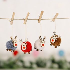 Cute Felt Wooden Elk Christmas Tree Decorations Hanging Pendant Deer Craft Ornament Christmas Decorations for Home (Color: grey)