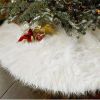 38cm Snowy White Christmas Tree Skirt Plush Faux Fur Xmas Trees Carpet Mat Ornaments For 2024 New Year Home Party Decoration