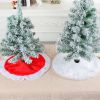 38cm Snowy White Christmas Tree Skirt Plush Faux Fur Xmas Trees Carpet Mat Ornaments For 2024 New Year Home Party Decoration