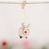 Cute Felt Wooden Elk Christmas Tree Decorations Hanging Pendant Deer Craft Ornament Christmas Decorations for Home